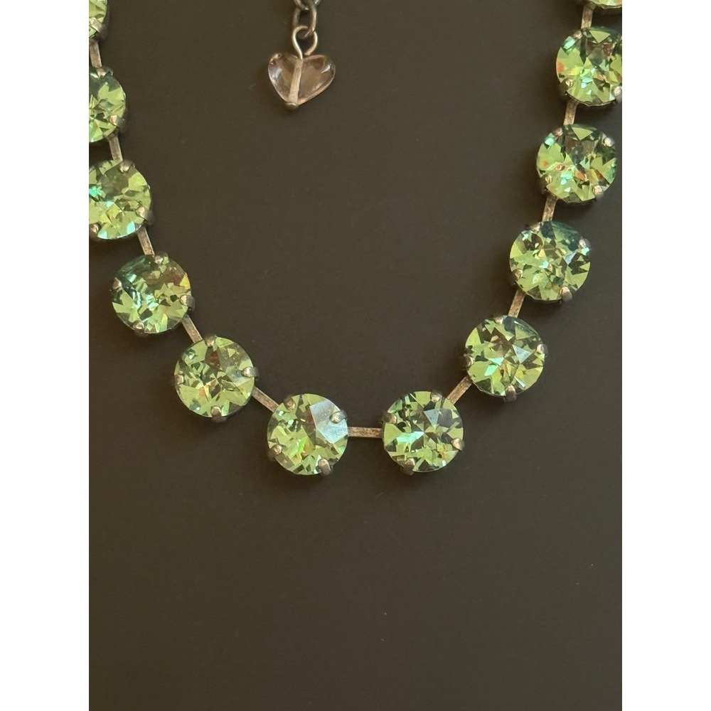Sabika Green Crystal Riviere Necklace Gunmetal Adjustable 15-18 Inch - Picture 8 of 11